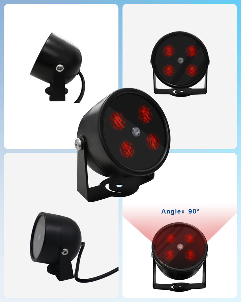 【4 LED Waterproof 】 IR Illuminator 90 Degree Wide Angle Long Range Infrared Light, 80ft 850nm IR Flood Lights with Power Adapter for Night Vision CCTV & IP Security Camera