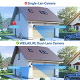 WEILAILIFE 【Dual Lens Linkage】 Outdoor Wireless PTZ Security Camera, 2.4/5GHz Home WiFi Video Surveillance Cameras, 360° View, Auto Tracking, IP66 Waterproof, SD/Cloud Storage