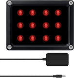 (12 LED Waterproof ) IR Illuminator High Power Wide Angle Long Range Infrared Light, 120ft 850nm IR Flood Lights with Power Adapter