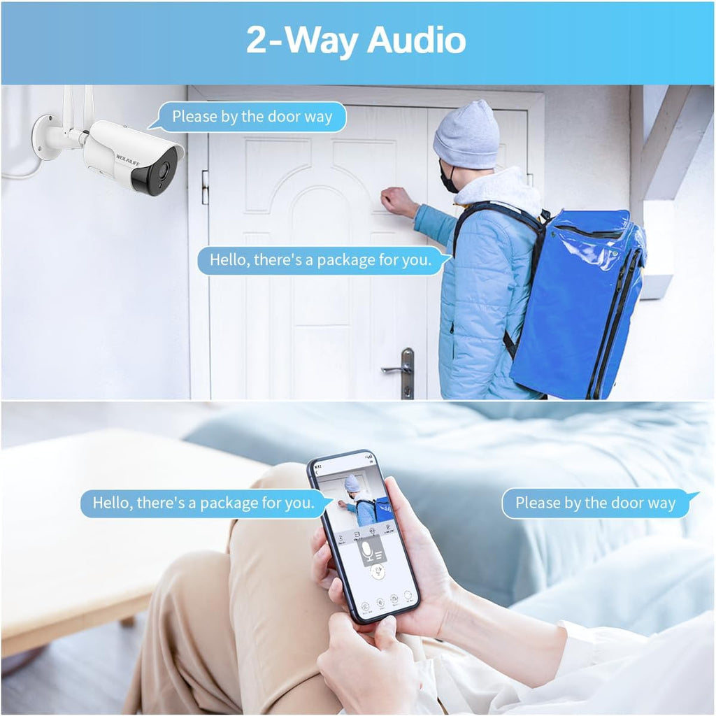 【2-Way Audio & 3MP High Definition】 Outdoor/Home Wireless Extended Security Camera, Bullet Exterior Surveillance, IP66 Waterproof