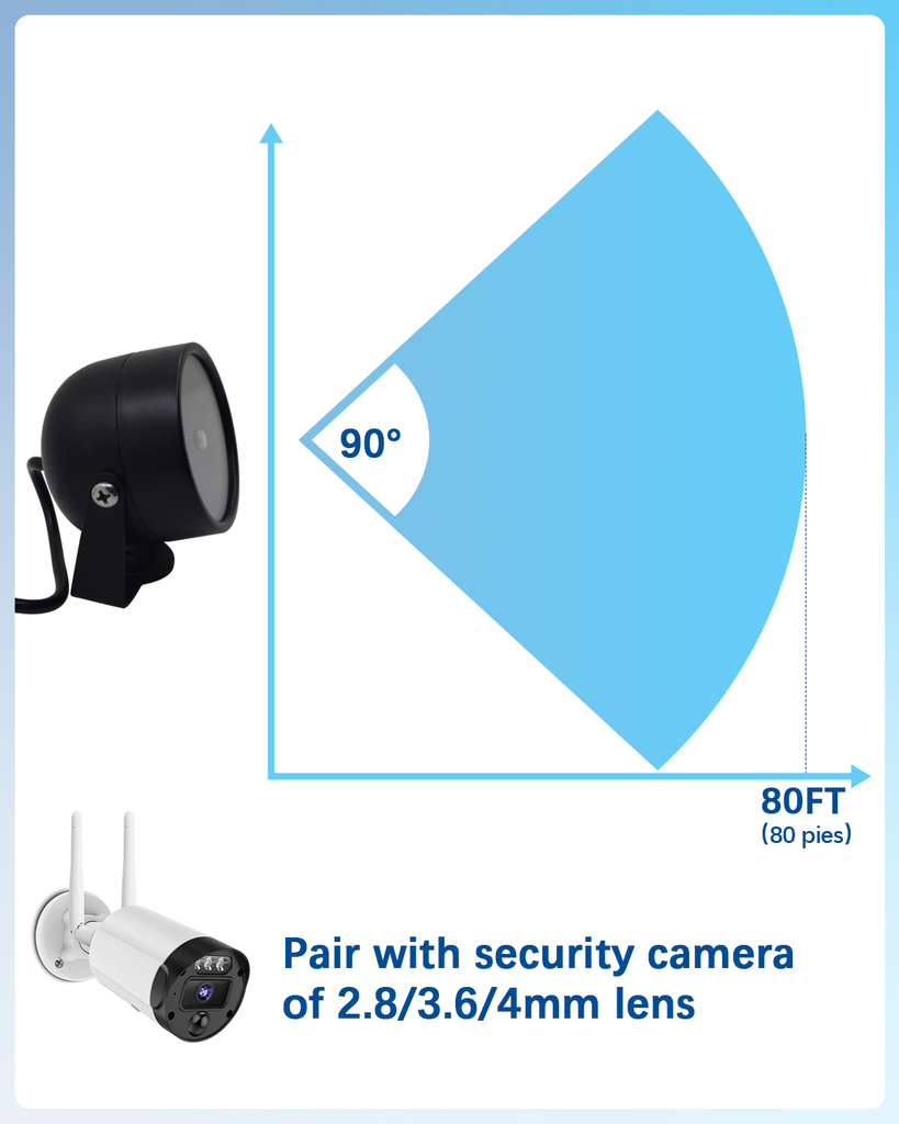 【4 LED Waterproof 】 IR Illuminator 90 Degree Wide Angle Long Range Infrared Light, 80ft 850nm IR Flood Lights with Power Adapter for Night Vision CCTV & IP Security Camera
