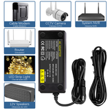 12V 5A Power Supply Adapter, Input 100-240V Power Adapter Charger Power Supply Compatible with LED Lights Strips, CCTV Security System