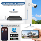 [2-Way Audio & 4K/8MP] POE Security Camera System for Outdoor,4pcs Wired 4K Security Waterproof IP Camera,8 Channel 4K NVR Recorder,Free App