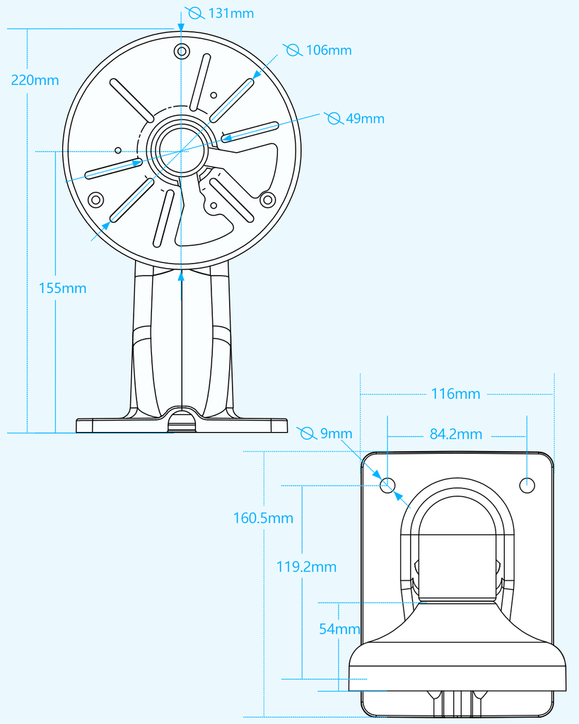 Universal CCTV Security Camera Mount Wall Mount Bracket for Surveillance House Indoor Bullet Dome IP Camera Holder Outdoor Junction Box Cable Pole Mounting Arm