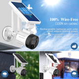 Cámara de Seguridad Solar Inalámbrica Wi-Fi, Cámara de Vigilancia Recargable para Exteriores con Panel Solar, Detección de IA, Visión Nocturna, Antena Doble (Paquete de 2)
