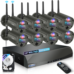 【Flashing LEDs Visual Alert】 Outdoor Wireless Security Camera System, Wireless Cameras for Home Security, WiFi Video Surveillance, NVR Surveillance Camera System(Enjoy $20 Off Instantly)