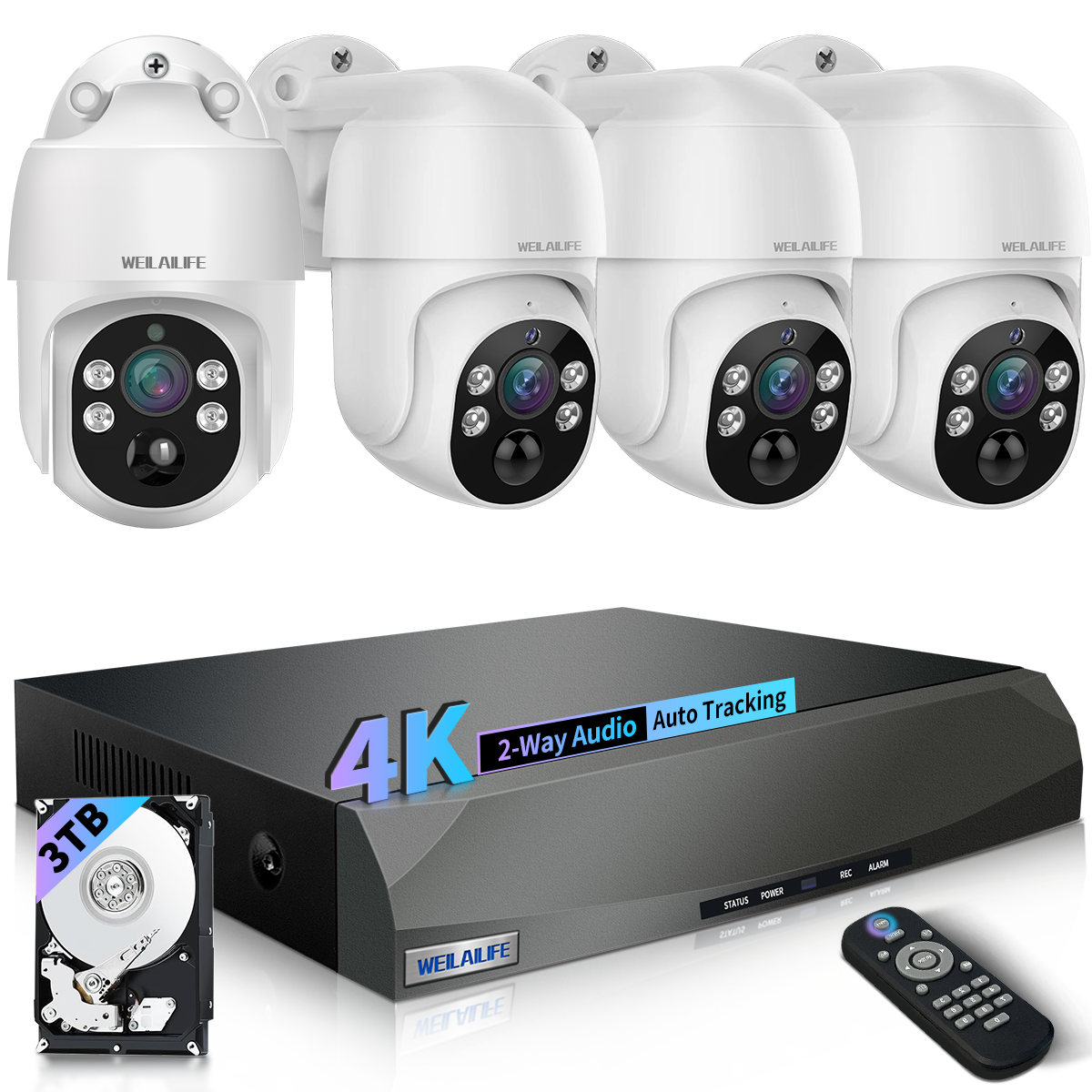 4K 8MP PoE Security Camera System, Wired Outdoor Indoor Security