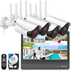 5MP Wireless Security Camera System with 10" Monitor, Outdoor WiFi Home Video Cameras Systems Surveillance DVR Kits(Enjoy $10 Off Instantly)