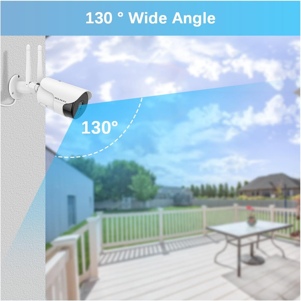 【2-Way Audio & 3MP High Definition】 Outdoor/Home Wireless Extended Security Camera, Bullet Exterior Surveillance, IP66 Waterproof