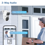 WEILAILIFE 【Dual Lens Linkage】 Outdoor Wireless PTZ Security Camera, 2.4/5GHz Home WiFi Video Surveillance Cameras, 360° View, Auto Tracking, IP66 Waterproof, SD/Cloud Storage