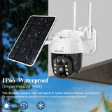 Solar Wireless Security Camera Outdoor, 3.0MP Pan Tilt WiFi Rechargeable Battery Home Camera with Two-Way Audio, PIR AI Dual Detection,Waterproof
