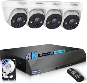 【130° Wide-Angle】 Wired Dome Security Camera System, Home Video Surveillance Camera Systems, Outdoor/Indoor POE IP Cameras(Enjoy $10 Off Instantly)