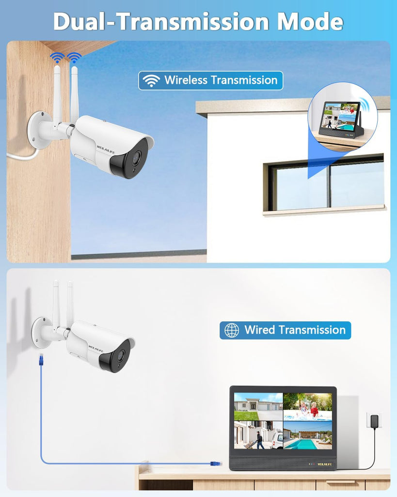 5MP Wireless Security Camera System with 10" Monitor, Outdoor WiFi Home Video Cameras Systems Surveillance DVR Kits(Enjoy $10 Off Instantly)