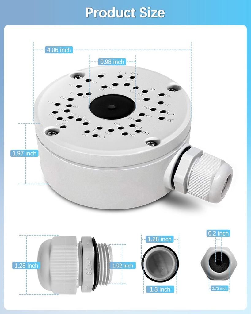 【Security Camera Junction Box】 Universal Bullet Security Camera Mount Bracket, IP66 Waterproof Junction Box for CCTV