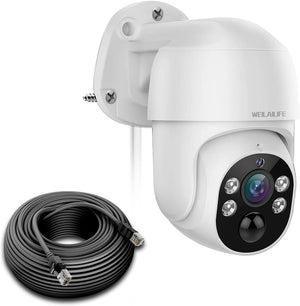 WEILAILIFE 【2-Way Audio & PTZ Digital Zoom 】 4K 8MP PoE IP Security Camera, Wired Outdoor & Indoor Security Cameras, Home Video Surveillance with 18.3m LAN Cable