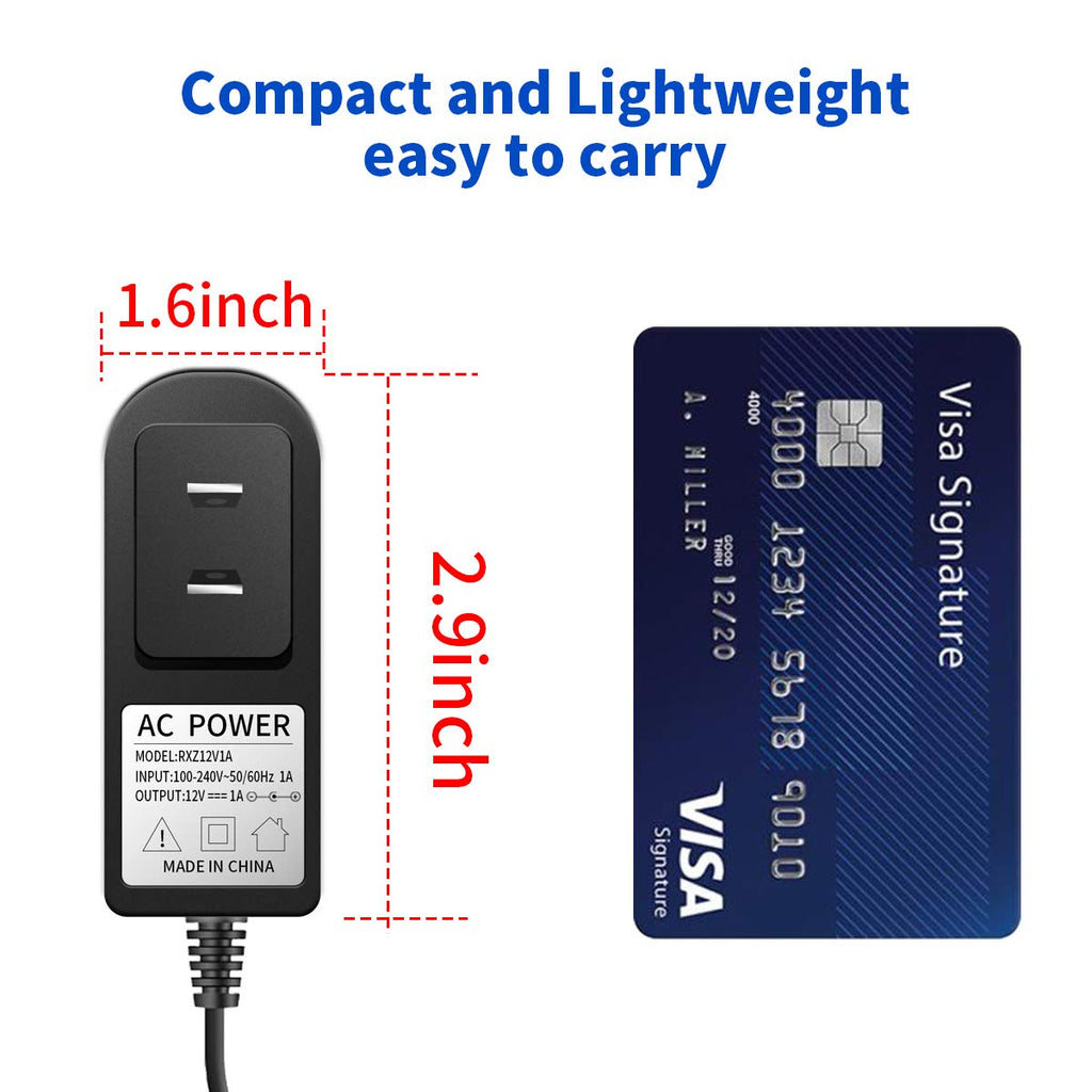 12V 1A Power Supply Adapter for IP/CCTV Security Camera, Output DC 12V 1000mA, Input AC 100V-240V, 50/60Hz, US Plug,10ft AC to DC Power Cord (Black)