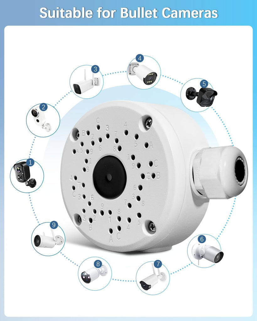 【Security Camera Junction Box】 Universal Bullet Security Camera Mount Bracket, IP66 Waterproof Junction Box for CCTV