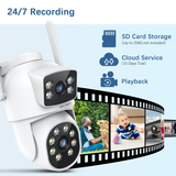 WEILAILIFE 【Dual Lens Linkage】 Outdoor Wireless PTZ Security Camera, 2.4/5GHz Home WiFi Video Surveillance Cameras, 360° View, Auto Tracking, IP66 Waterproof, SD/Cloud Storage