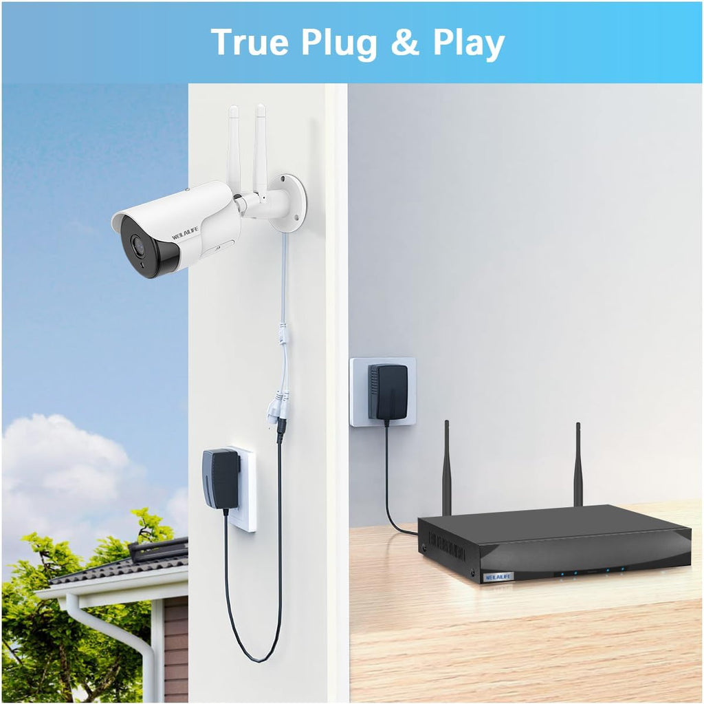 【2-Way Audio & 3MP High Definition】 Outdoor/Home Wireless Extended Security Camera, Bullet Exterior Surveillance, IP66 Waterproof