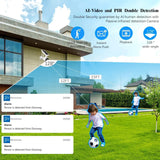 Cámara de seguridad exterior inalámbrica y con energía solar, audio bidireccional, sistema de vigilancia WiFi mejorado de 10 canales