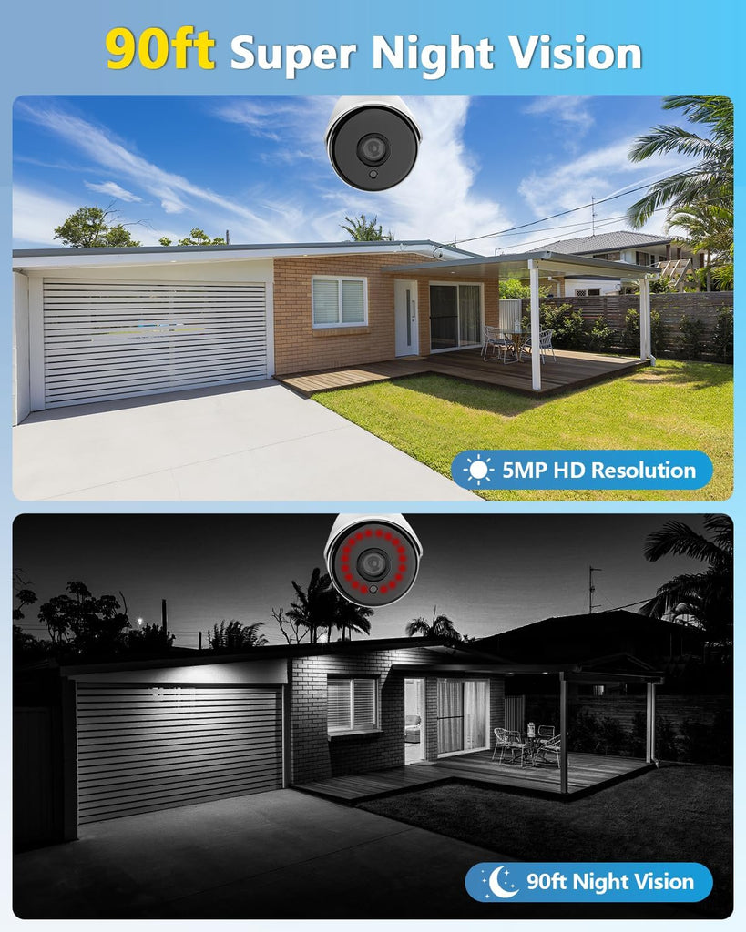 【2-Way Audio & 3MP High Definition】 Outdoor/Home Wireless Extended Security Camera, Bullet Exterior Surveillance, IP66 Waterproof
