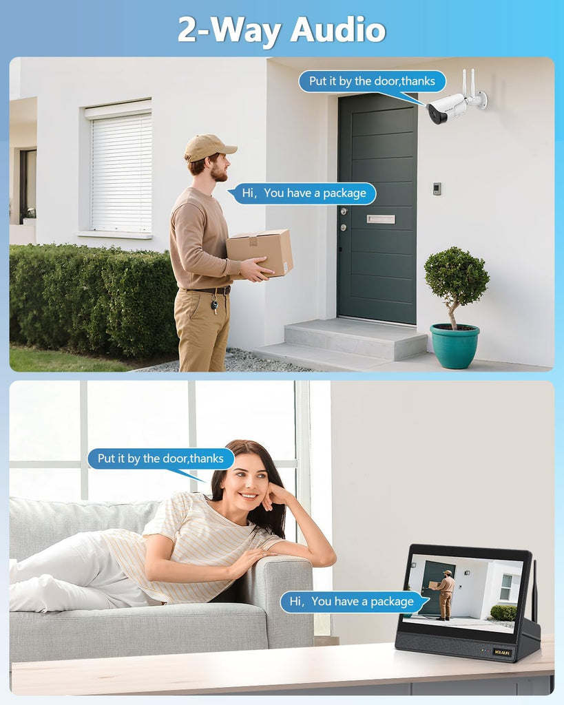 5MP Wireless Security Camera System with 10" Monitor, Outdoor WiFi Home Video Cameras Systems Surveillance DVR Kits(Enjoy $10 Off Instantly)