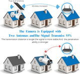 Cámara de seguridad exterior inalámbrica y con energía solar, audio bidireccional, sistema de vigilancia WiFi mejorado de 10 canales