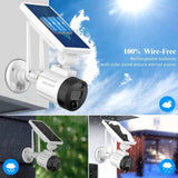 Cámara de seguridad exterior inalámbrica y con energía solar, audio bidireccional, sistema de vigilancia WiFi mejorado de 10 canales