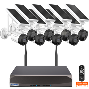 WEILAILIFE 【2 Way Audio & Wire-Free Solar Powered 2-Antenna Enhanced Outdoor Solar Battery Wireless Security Camera System WiFi Home Video Surveillance Camera System