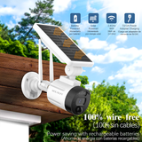 【2-Way Audio & Wire-Free Solar Powered】 Outdoor Solar Battery Wireless Security Camera System 2-Antenna Enhanced WiFi Surveillance Camera System