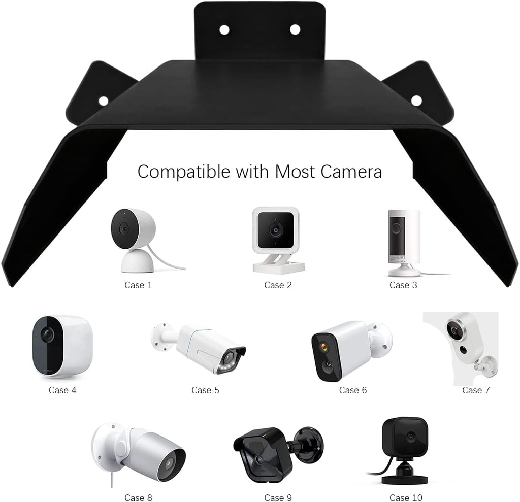 Universal Security Camera Sun Rain Cover Shield, Outdoor Waterproof Protective Roof Shade Covers for Dome, Bullet Cameras(Black Aluminium)