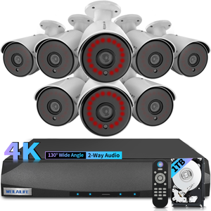 【130° Wide Angle】 4K Wired Security Camera System Outdoor Home Video Security Systems POE Security Surveillance Cameras(Enjoy $20 Off Instantly)
