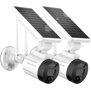 Wireless Wi-Fi Solar Security Camera, Outdoor Rechargeable Battery Surveillance Camera with Solar Panel (2 Packs)