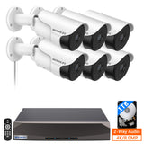 [2-Way Audio & 4K/8MP] POE Security Camera System for Outdoor,6pcs Wired 4K Security Weatherproof IP Camera,8 Channel 4K NVR Recorder,Free App