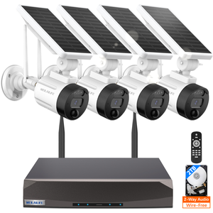 WEILAILIFE 【2-Way Audio & Wire-Free Solar Powered】 2-Antenna Enhanced Outdoor Solar Battery Wireless Security Camera System WiFi Home Video Surveillance Camera System