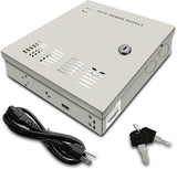 CCTV Power Supply 18 Channel Port Box,CCTV DC Distributed Power Box Supply Output AC to DC 12V 30A,AC Plug and Lock