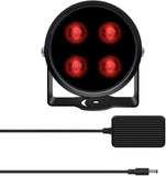 【4 LED Waterproof 】 IR Illuminator 90 Degree Wide Angle Long Range Infrared Light, 80ft 850nm IR Flood Lights with Power Adapter for Night Vision CCTV & IP Security Camera