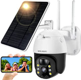 Solar Wireless Security Camera Outdoor, 3.0MP Pan Tilt WiFi Rechargeable Battery Home Camera with Two-Way Audio, PIR AI Dual Detection,Waterproof