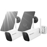 {Dual Antenna &Two-Way Audio} 2K Wireless Solar Security Camera, 3.0MP Outdoor Wi-Fi Rechargeable Battery with Solar Panel(2 pack）