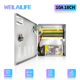 18-Channel DC 12-Volt 10-Amp Output CCTV Distributed Power Supply Box/Converter with AC Plug and Lock(10A 18-Channel)