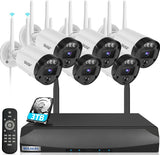【2-Way Audio & Dual Antenna Enhanced】 PIR Motion Detection 5MP Outdoor Wireless Security Camera System, WiFi Video Surveillance, Home Security Cameras NVR