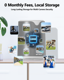 【Auto Tracking & 2-Way Audio】 Solar Powered PTZ Camera System, Wireless Outdoor Security Cameras, WiFi Home Video Surveillance Systems DVR Kits