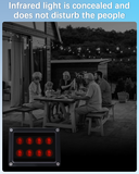 【8 LED Waterproof 】 IR Illuminator 90 Degree Wide Angle Long Range Infrared Light, 100ft 850nm IR Flood Lights with Power Adapter for Night Vision CCTV & IP Security Camera