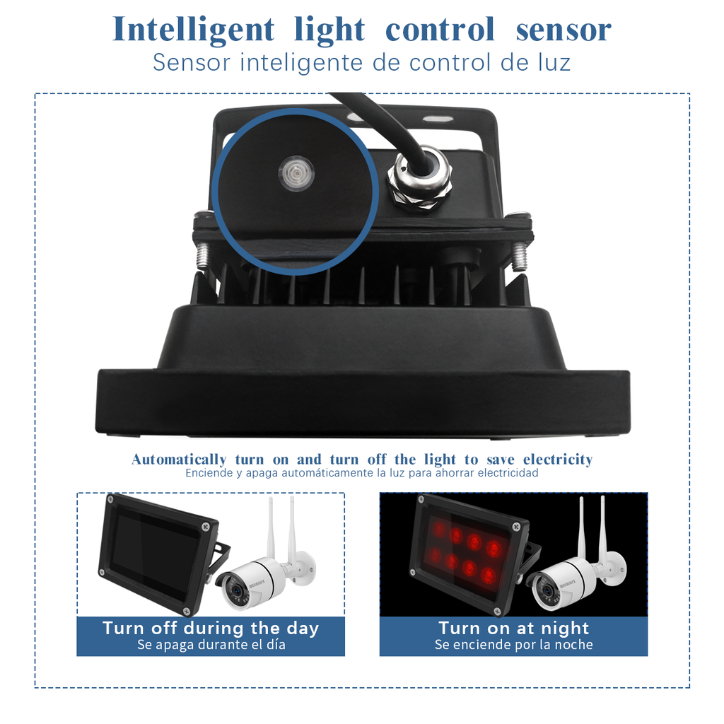 Iluminador infrarrojo, 8 LED de largo alcance para uso en exteriores, luz infrarroja para visión nocturna, 850 nm, 12 V, foco infrarrojo resistente al agua para cámaras de CCTV y cámaras de seguridad IP
