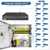 Caja de Alimentación para 18 Canales de CCTV, 12V 10A DC, con Enchufe AC, Cerradura con Llave. Salida de AC a DC para Sistema de Cámaras de Seguridad, DVRs, Cámaras IP, Cámaras CCTV