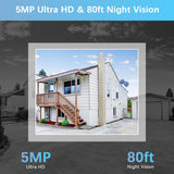 【Dual Antenna Enhanced & PIR Motion Detection】 2-Way Audio 5MP Outdoor Wireless Security Camera System, WiFi Video Surveillance, Home Security Cameras NVR