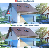WEILAILIFE 【Dual Lens Linkage & 2-Way Audio】 2K 4MP Outdoor Wireless PTZ Security Camera,360° View, 2.4/5GHz WiFi Home Security Cameras with Auto Tracking, IP66 Waterproof, SD/Cloud Storage.