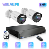 【Ultra gran angular de 130°】 Sistema de cámara de seguridad con cable para exteriores, sistema de cámara de seguridad con cable para el hogar, sistema de videovigilancia para el hogar