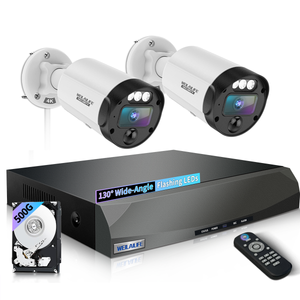 【Ultra gran angular de 130° y audio bidireccional】 Sistema de cámara de seguridad con cable para exteriores, sistema de cámara de seguridad con cable para el hogar, sistema de videovigilancia para el hogar 