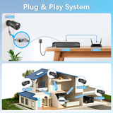 【Flashing LEDs Visual Alert】 Dual Power Supply Wired Security Camera System, Wired Cameras for Home Security, Home Video Surveillance System, NVR Security Camera System
